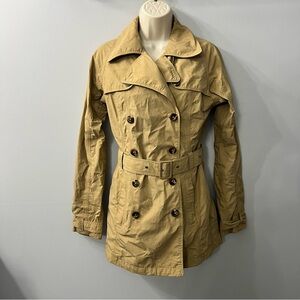 The North Face Hyvent Tan Hidden Zipper Belted Trench Coat Small